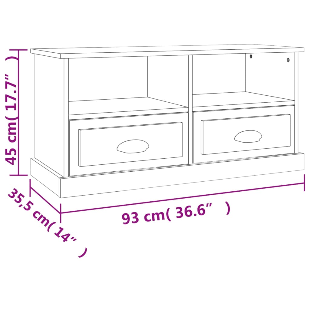 vidaXL TV-taso ruskea tammi 93x35,5x45 cm tekninen puu