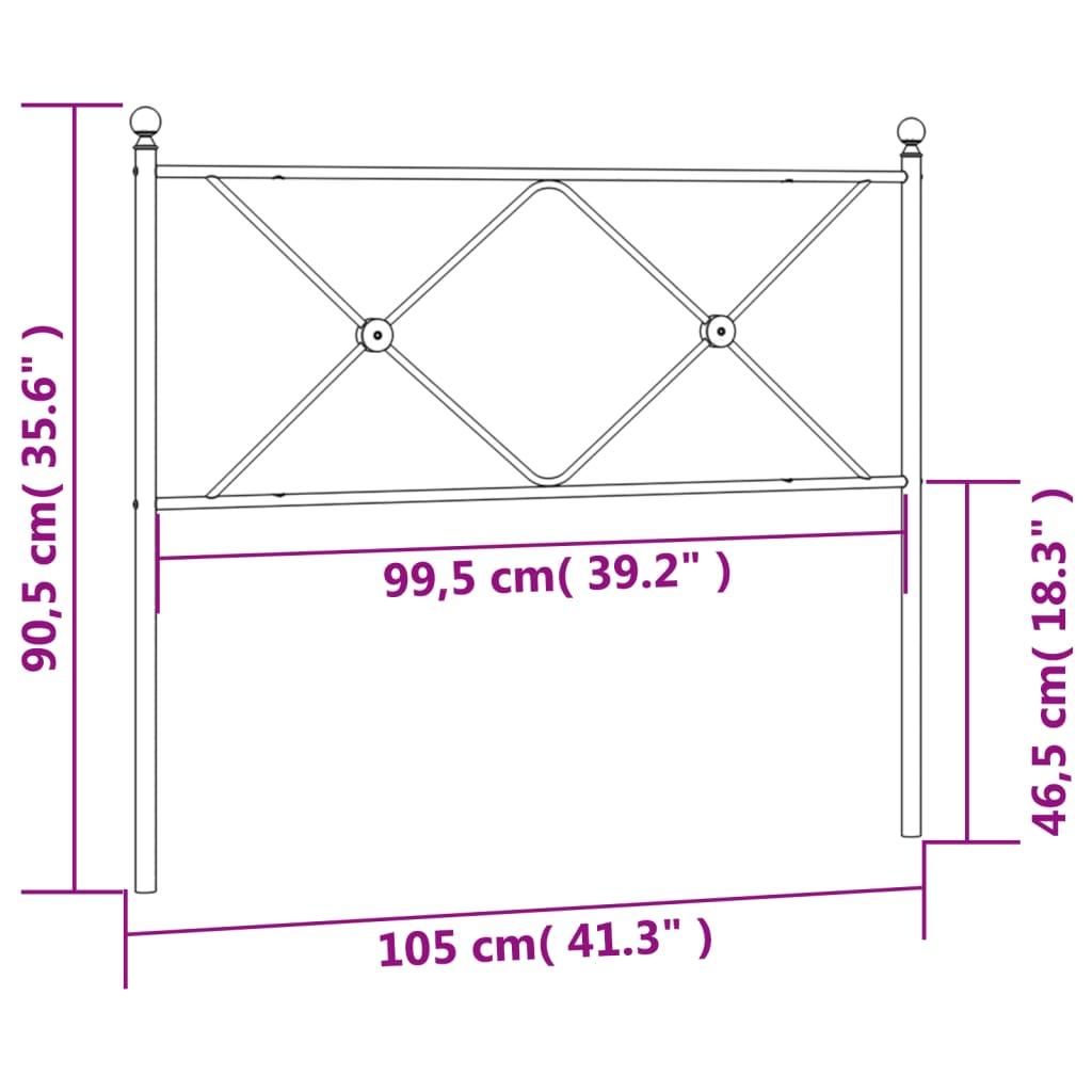 vidaXL Metallinen sängynpääty musta 100 cm