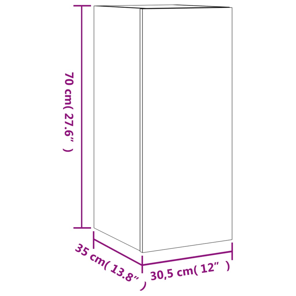 vidaXL TV-seinäkaappi LED-valoilla musta 30,5x35x70 cm