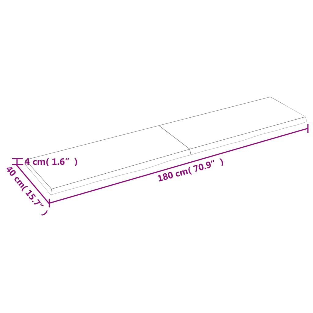 vidaXL Seinähylly vaaleanruskea 180x40x(2-4) cm käsitelty täystammi