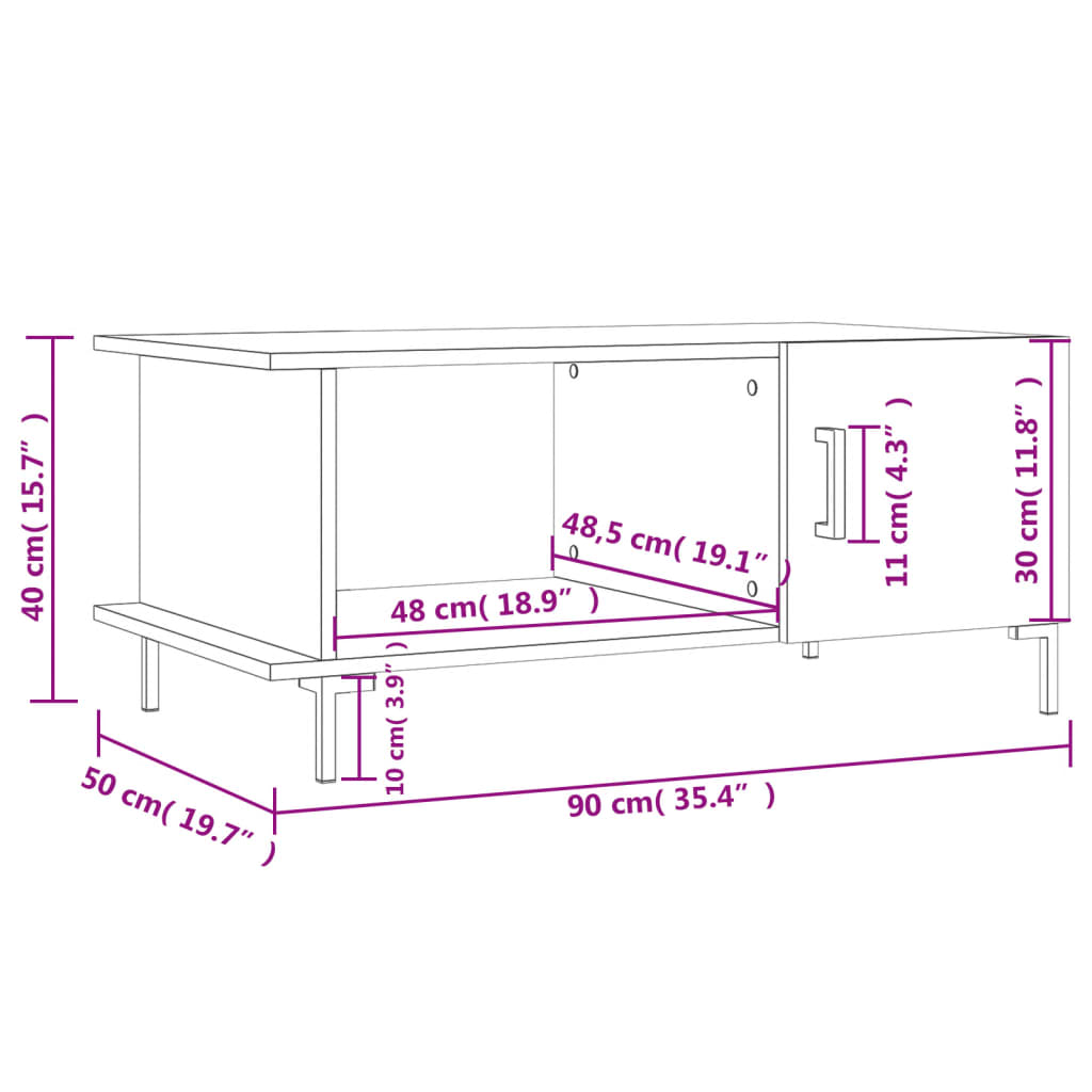 vidaXL Sohvapöytä betoninharmaa 90x50x40 cm tekninen puu