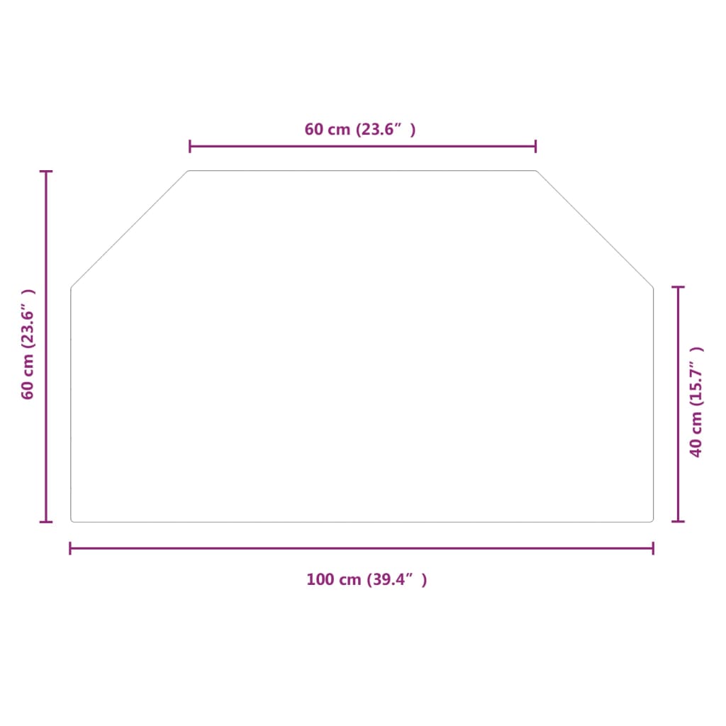 vidaXL Takan lasilevy kuusikulmio 100x60 cm