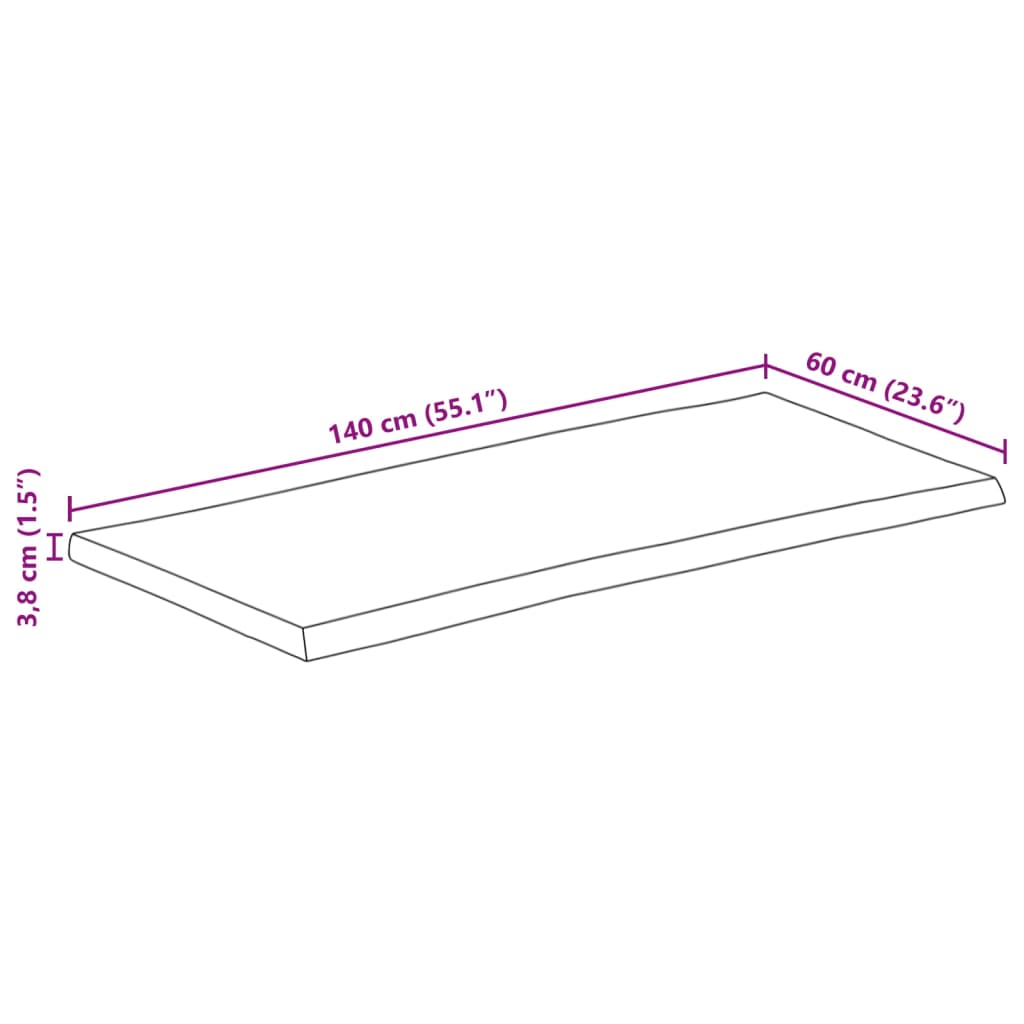 vidaXL Pöytälevy elävä reuna 140x60x3,8 cm täysi karkea mangopuu