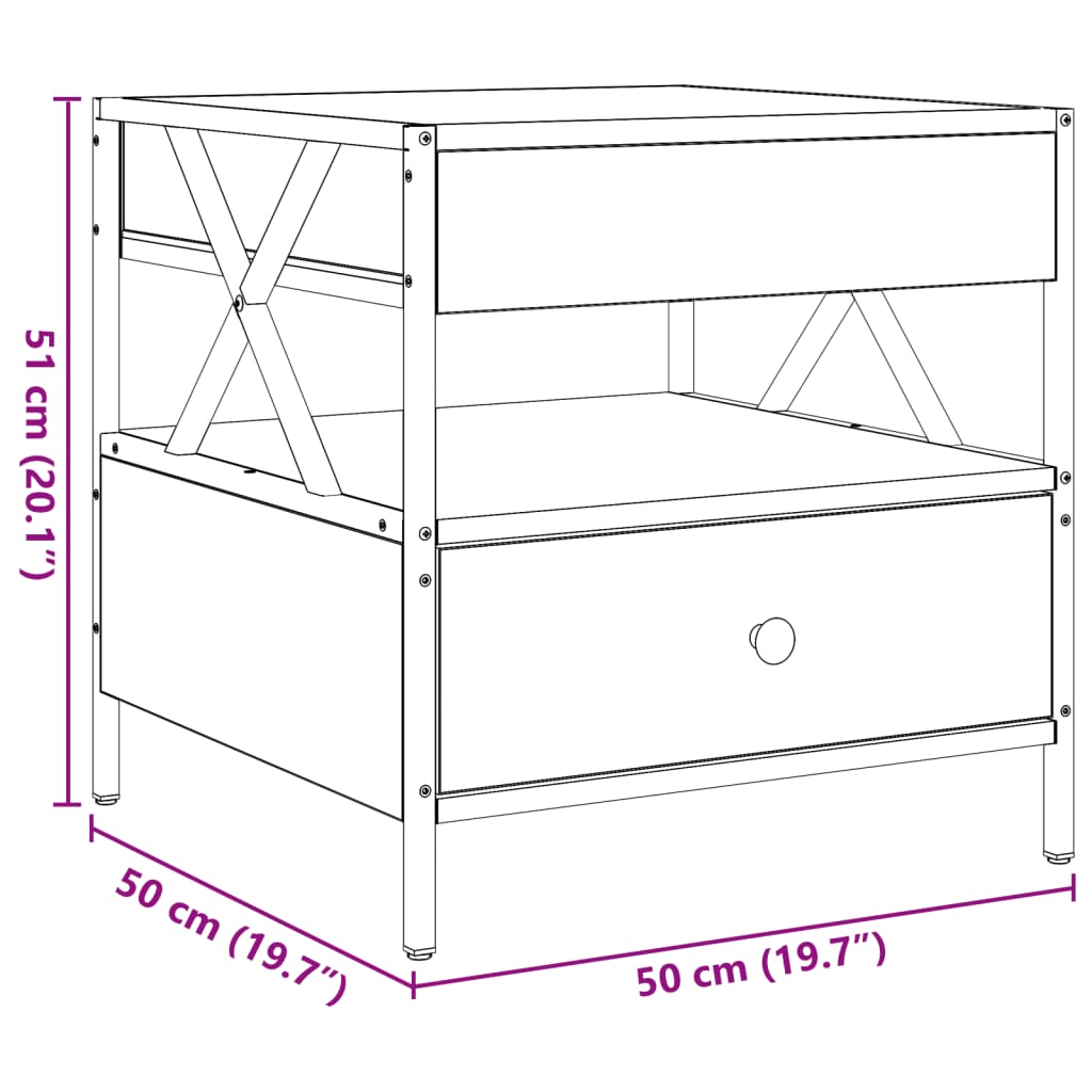 vidaXL sohvapöytä Infinity LED-valoilla harmaa Sonoma 50x50x51 cm