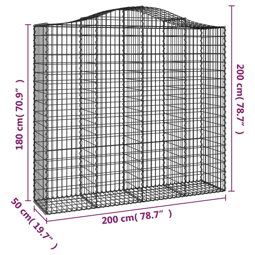 vidaXL Kaarevat kivikorit 9 kpl 200x50x180/200 cm galvanoitu rauta