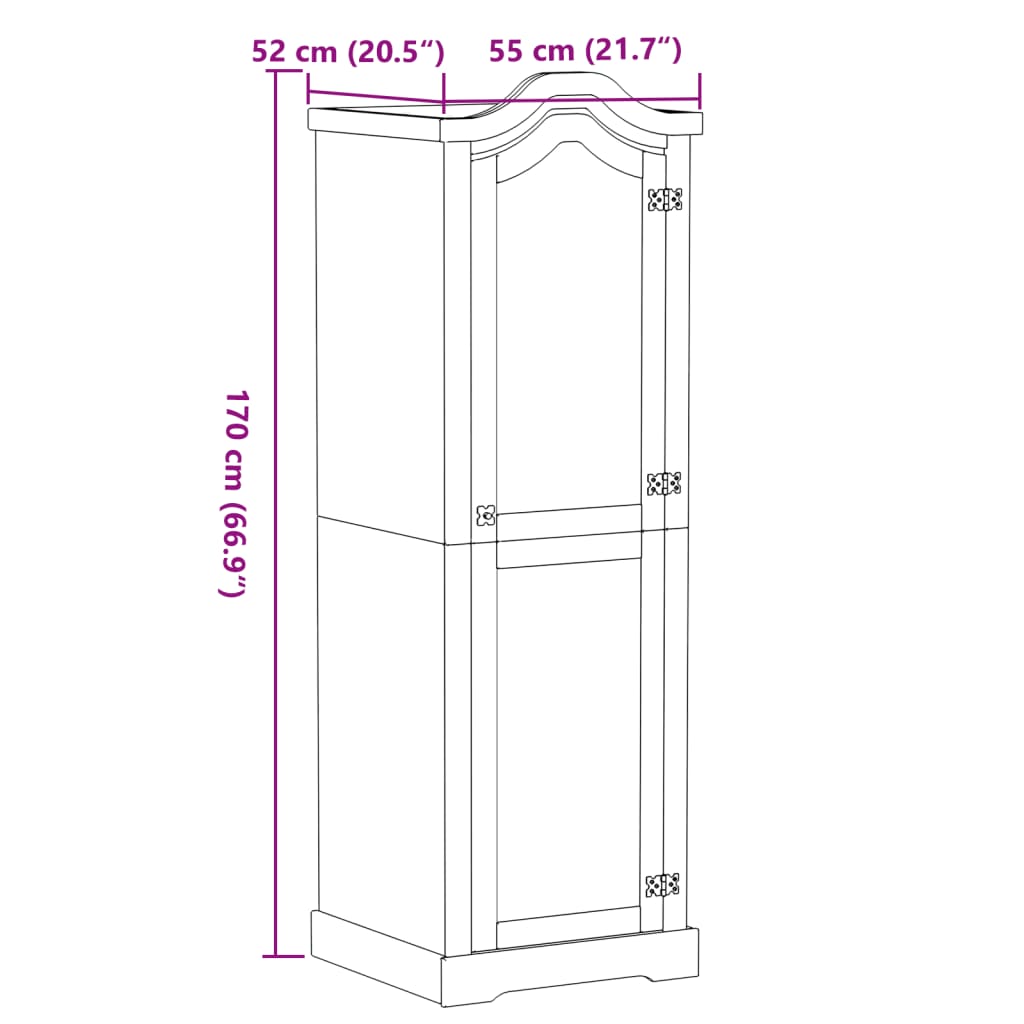 vidaXL Vaatekaappi Corona 55x52x170 cm täysi mänty