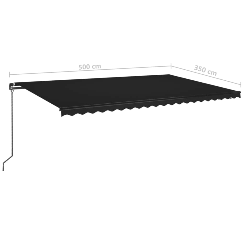 vidaXL Sisäänkelattava markiisi LED-valo 500x350 cm antrasiitti