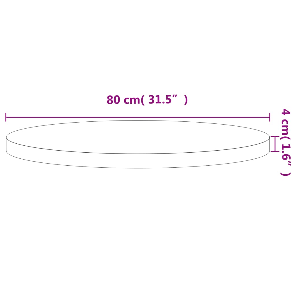 vidaXL Pöytälevy Ø80x4 cm pyöreä täysi pyökki