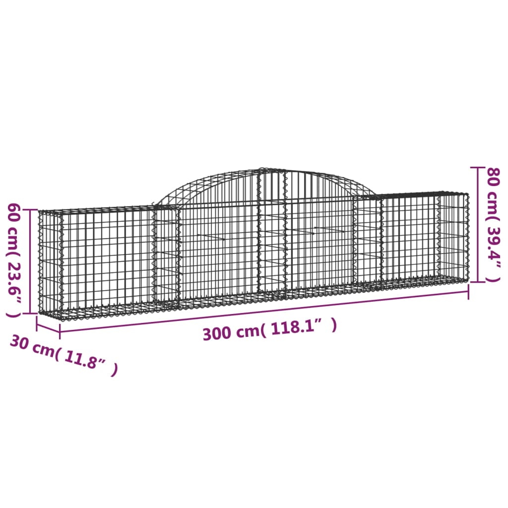 vidaXL Kaarevat kivikorit 5 kpl 300x30x60/80 cm galvanoitu rauta