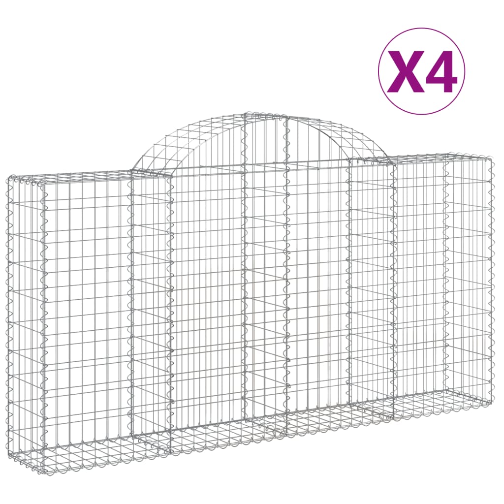 vidaXL Kaarevat kivikorit 4 kpl 200x30x100/120 cm galvanoitu rauta