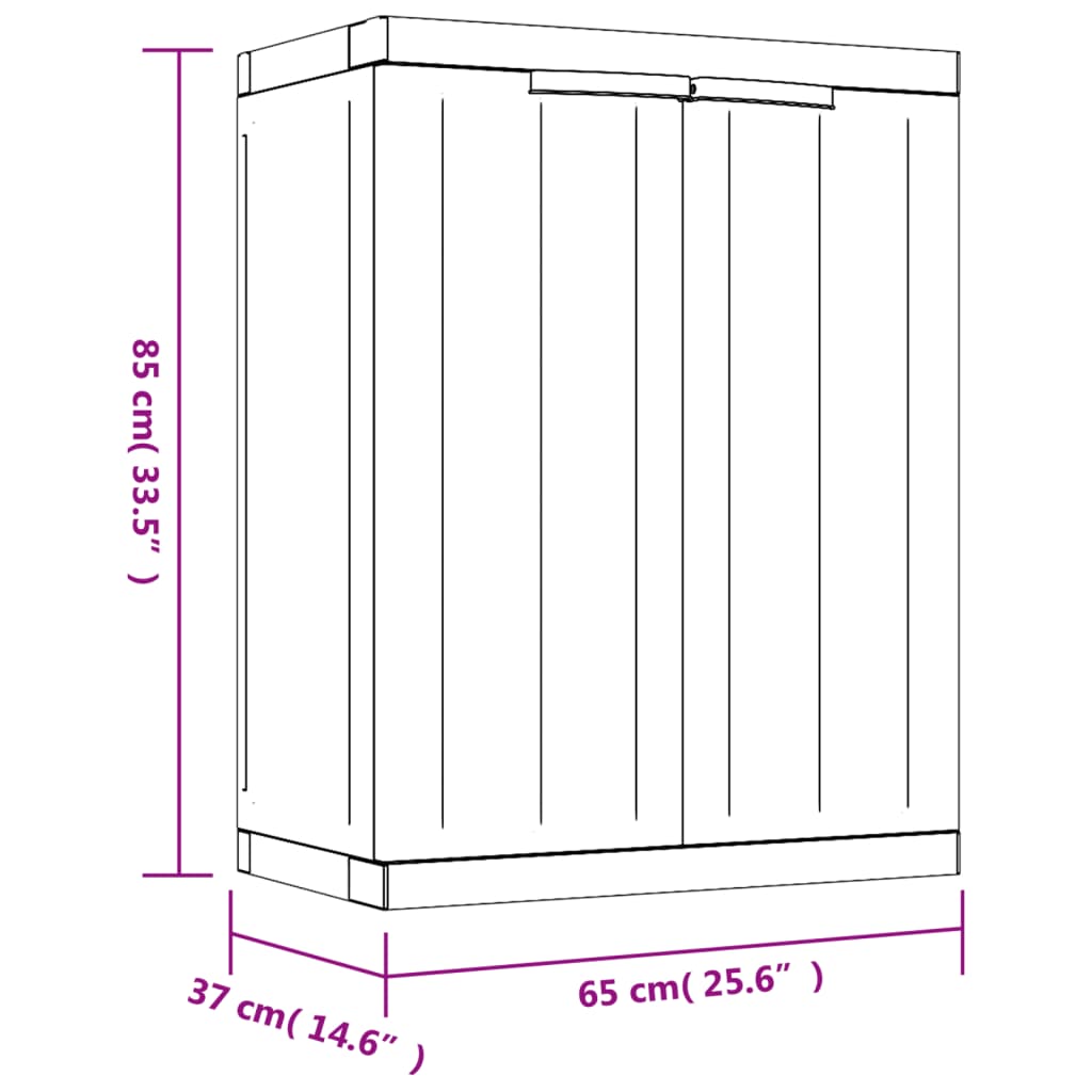 vidaXL Puutarhan varastokaappi harmaa ja musta 65x37x85 cm PP