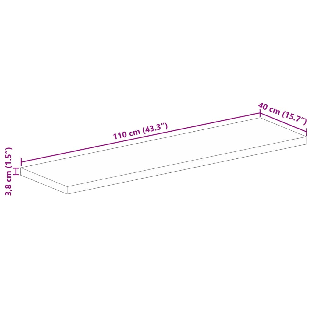 VidaXL Pöytälevy 110x40x3,8 cm suorakaide kierrätetty täyspuu