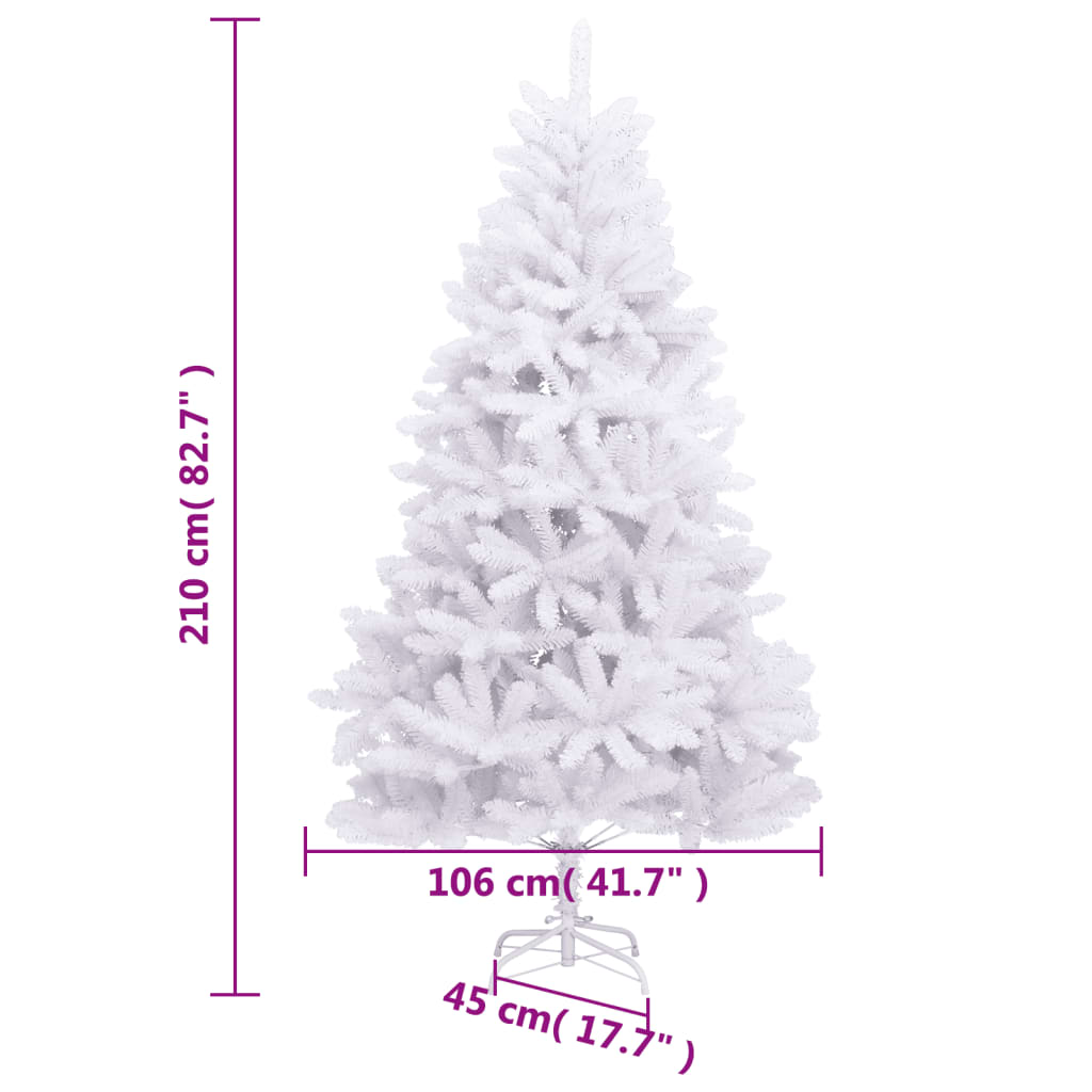 vidaXL Tekojoulukuusi saranoilla ja jalustalla valkoinen 210 cm