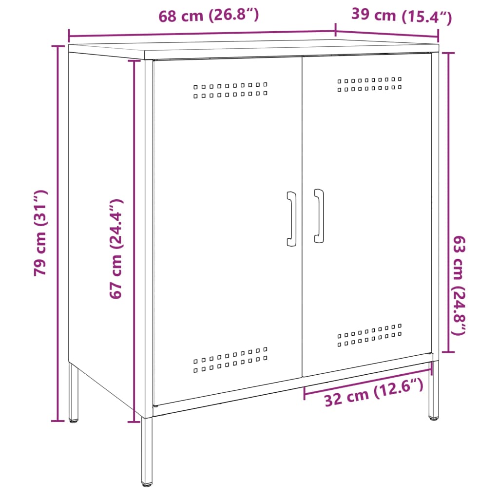 vidaXL Senkki antrasiitti 68x39x79 cm teräs