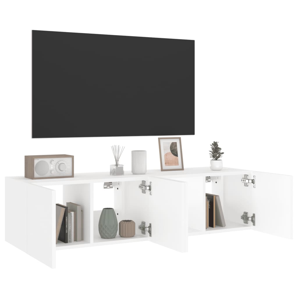 vidaXL TV-seinäkaapit LED-valoilla 2 kpl valkoinen 60x35x31 cm