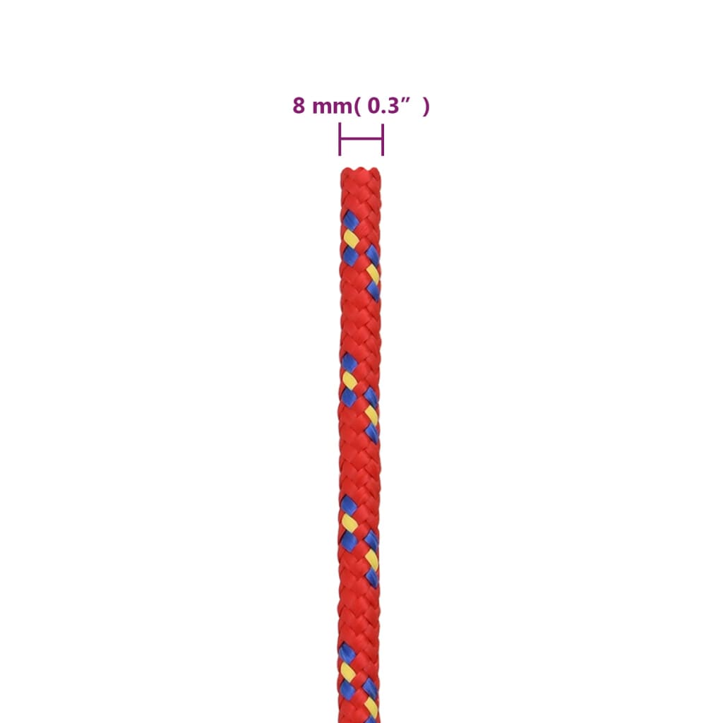 vidaXL Veneköysi punainen 8 mm 25 m polypropeeni