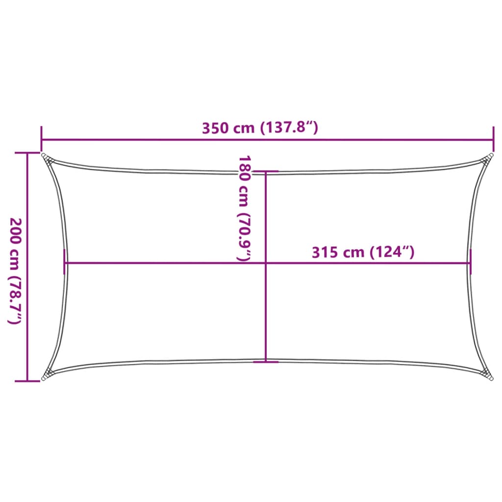 vidaXL Aurinkopurje 160 g/m² musta 2x3,5 m HDPE