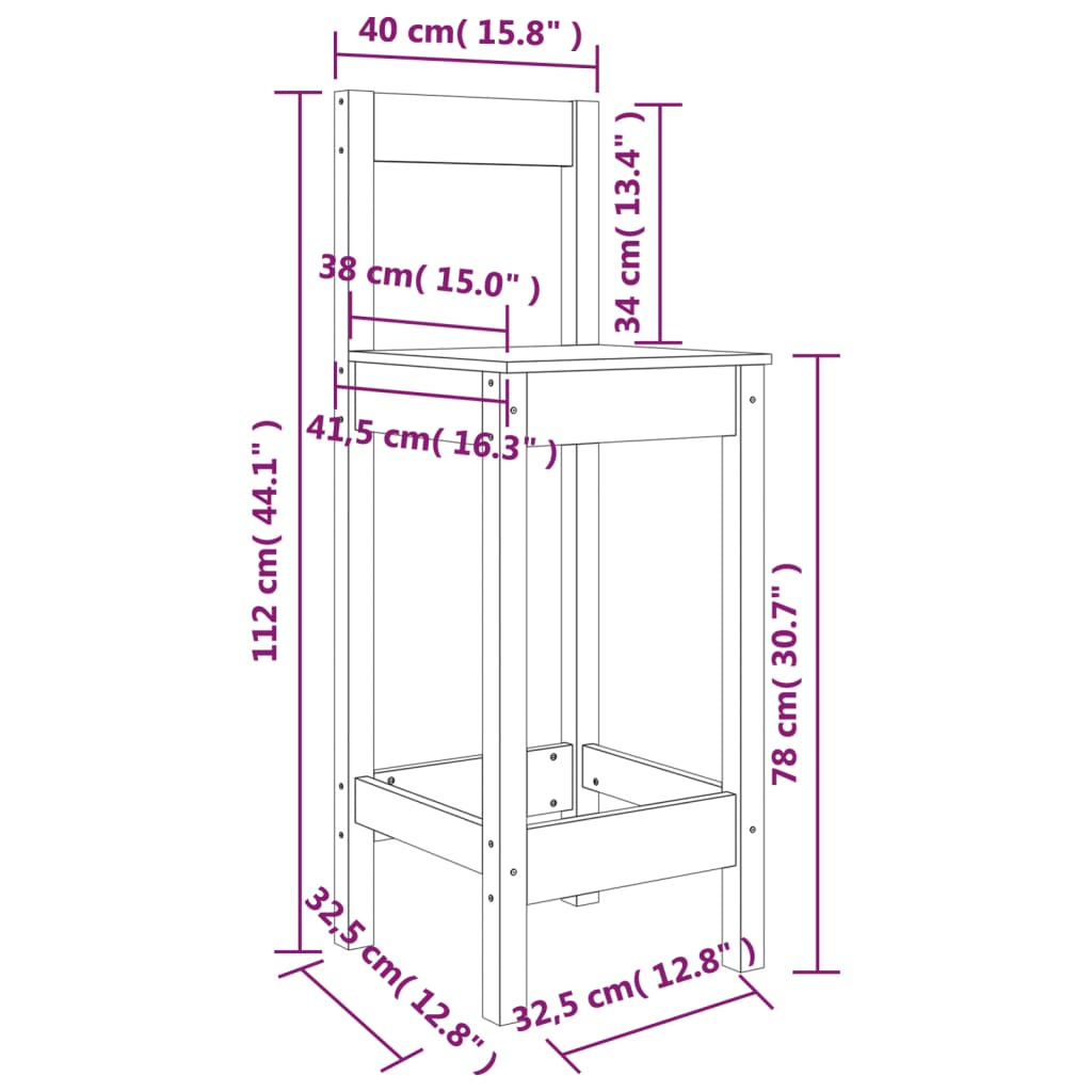 vidaXL Baarijakkarat 2 kpl 40x41,5x112 cm täysi mänty