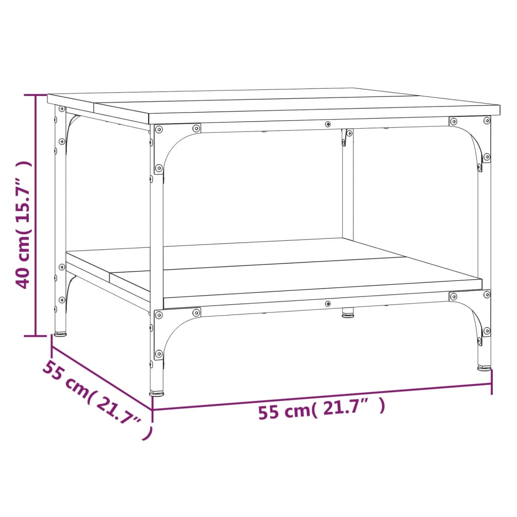 vidaXL Sohvapöytä musta 55x55x40 cm tekninen puu