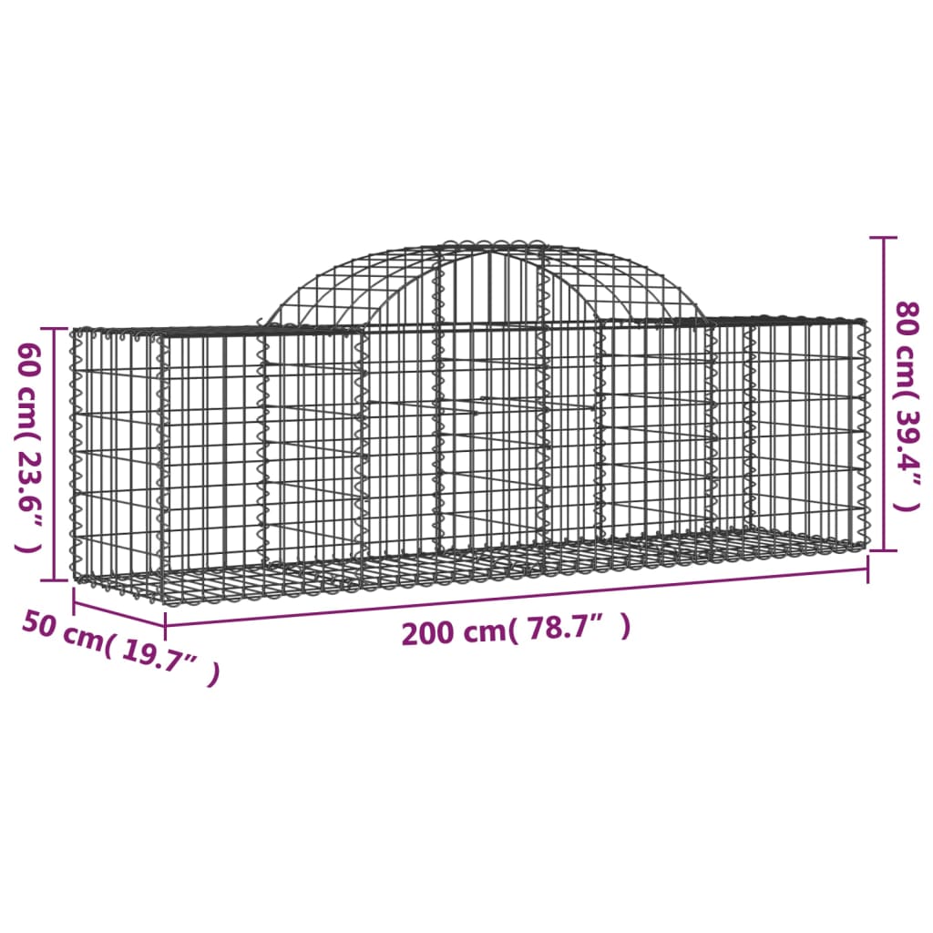 vidaXL Kaarevat kivikorit 7 kpl 200x50x60/80 cm galvanoitu rauta