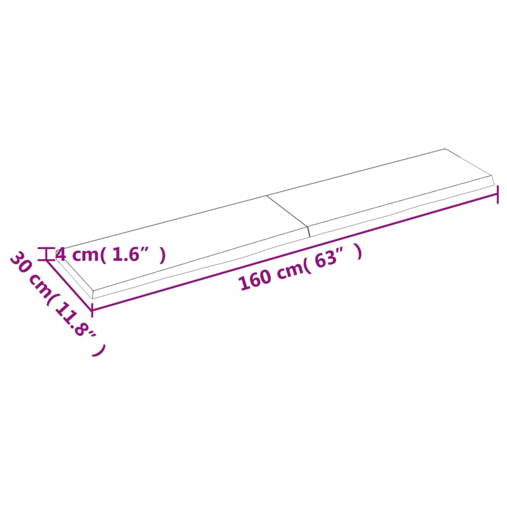 vidaXL Kylpyhuoneen työtaso t.ruskea 160x30x(2-4)cm käsitelty täyspuu