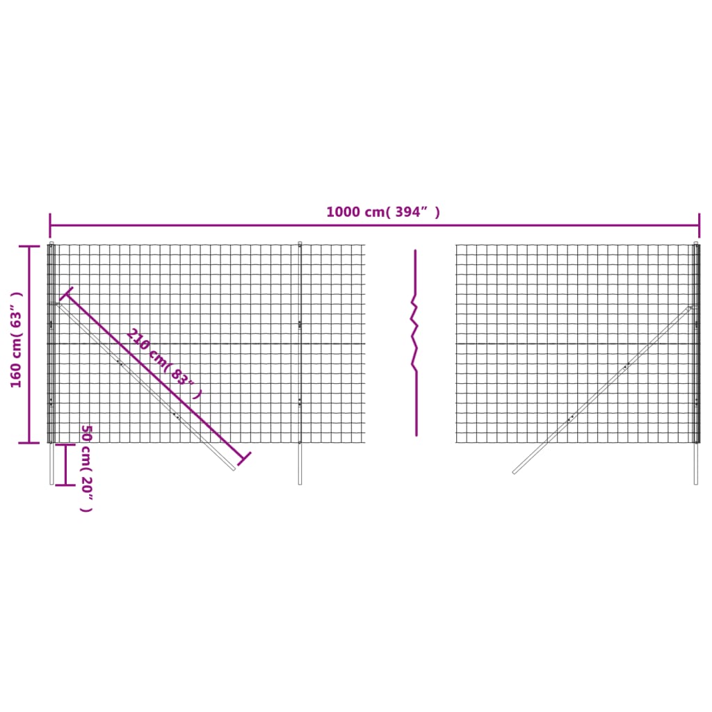 vidaXL Verkkoaita vihreä 1,6x10 m galvanoitu teräs