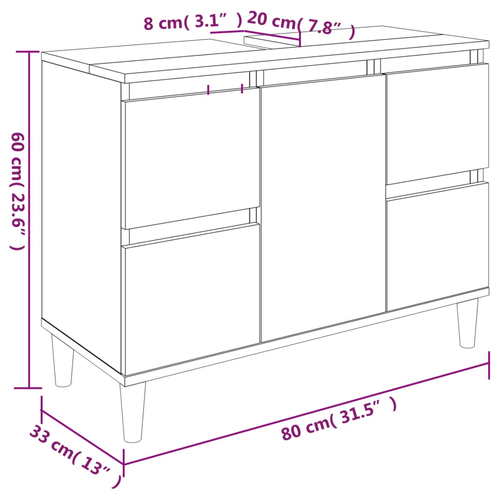 vidaXL Pesuallaskaappi musta 80x33x60 cm tekninen puu