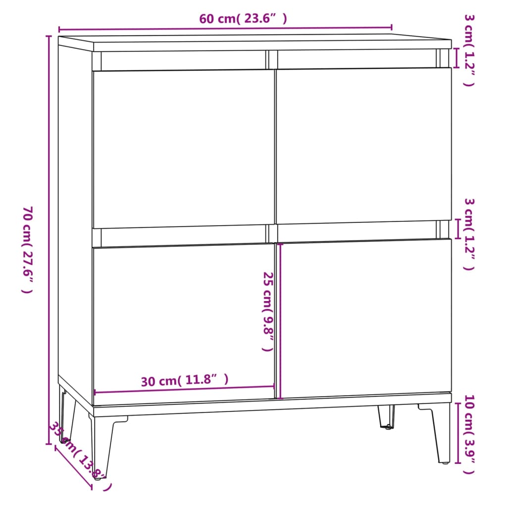 vidaXL Senkki betoninharmaa 60x35x70 cm tekninen puu