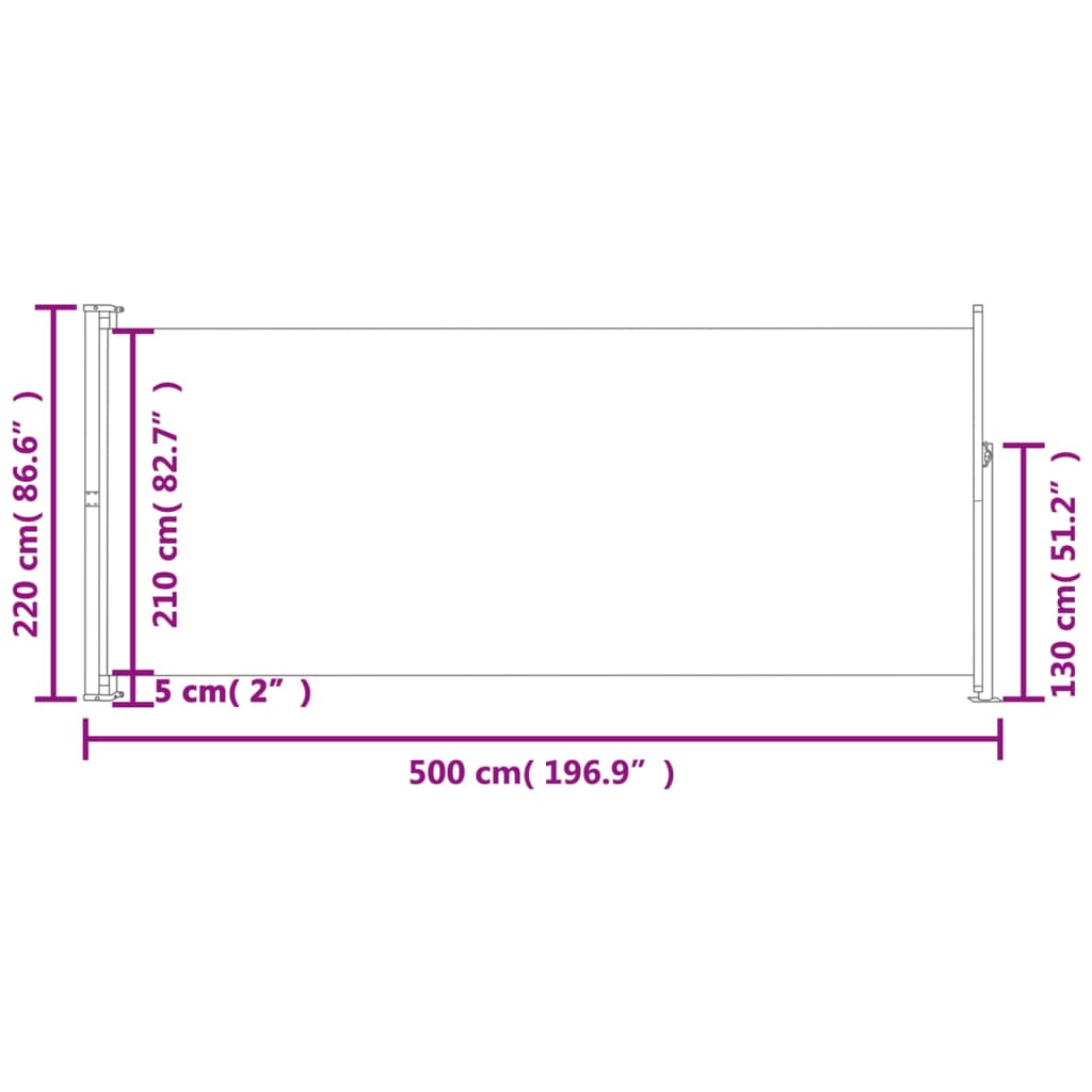 vidaXL Sisäänvedettävä terassin sivumarkiisi 220x500 cm kerma