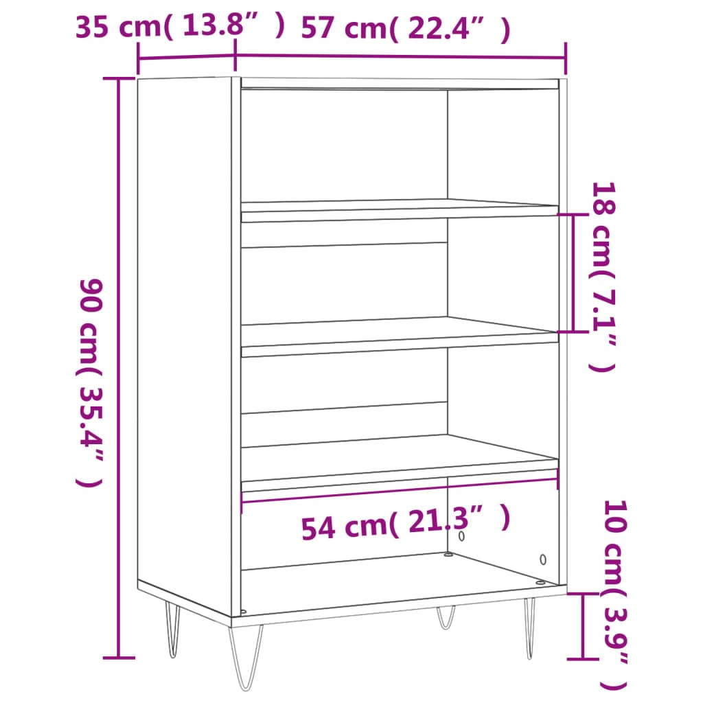 vidaXL Kaappi betoninharmaa 57x35x90 cm tekninen puu