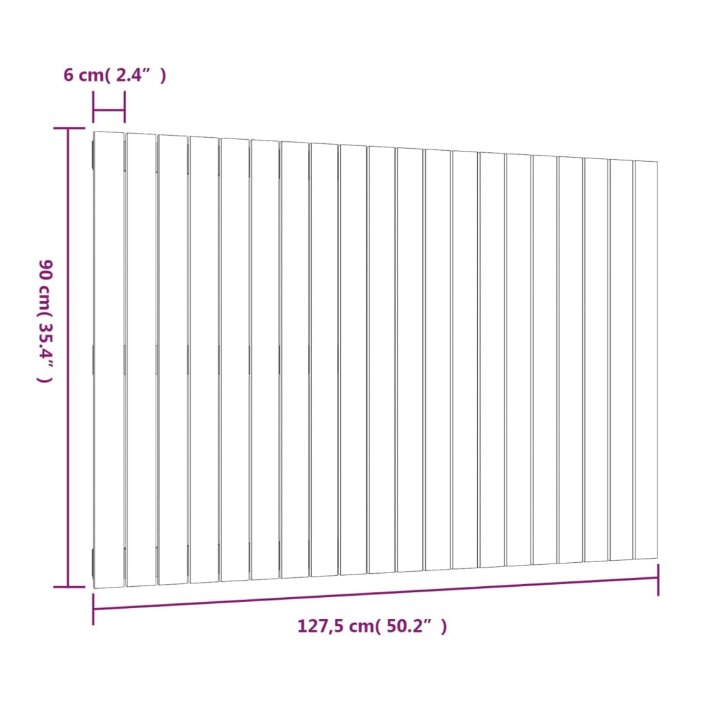 vidaXL Sängynpääty seinälle musta 127,5x3x90 cm täysi mänty