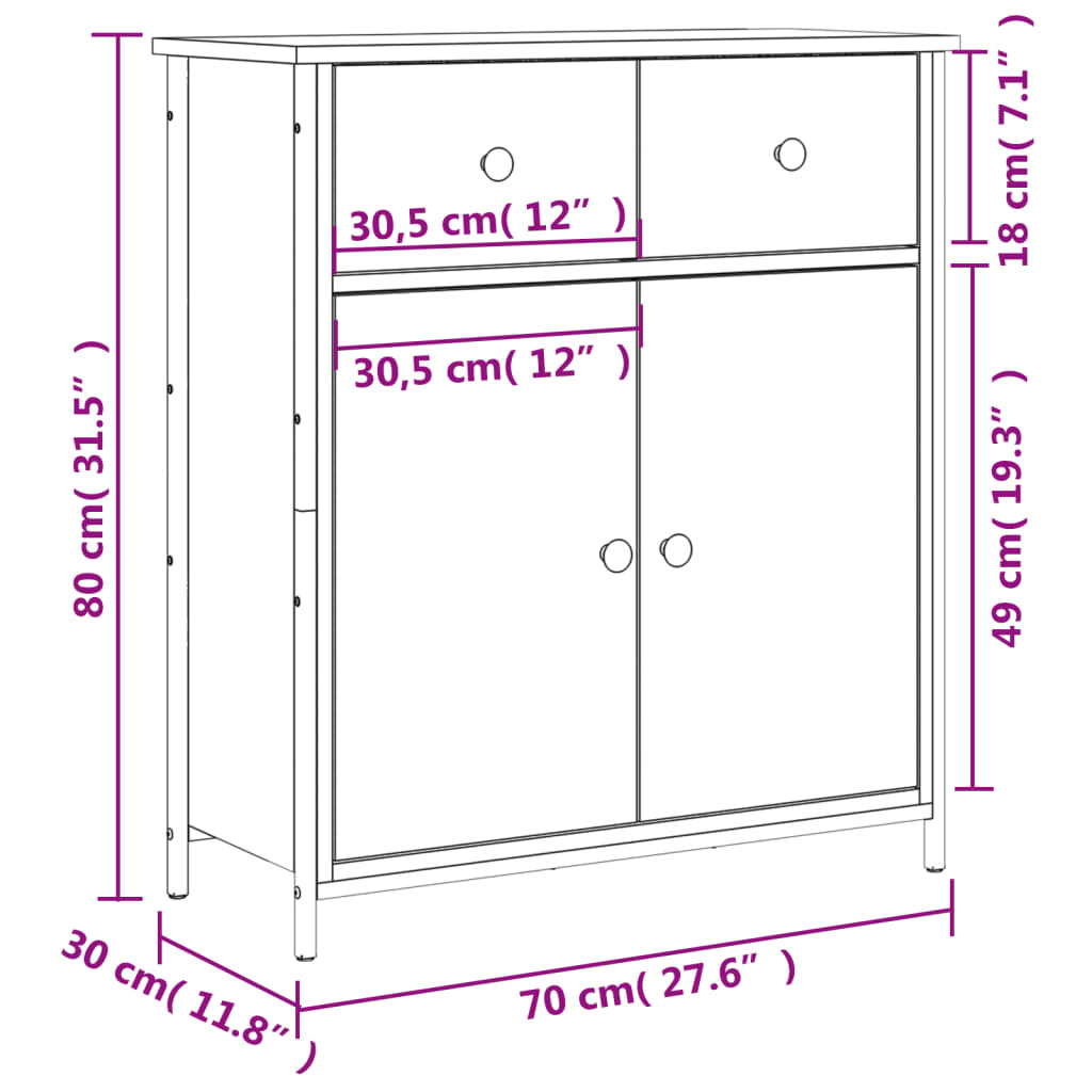 vidaXL Senkki savutammi 70x30x80 cm tekninen puu