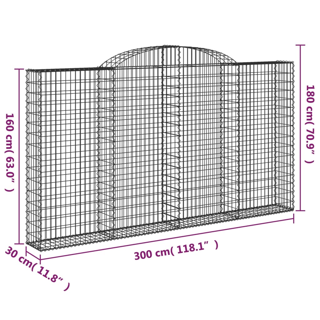 vidaXL Kaarevat kivikorit 2 kpl 300x30x160/180 cm galvanoitu rauta