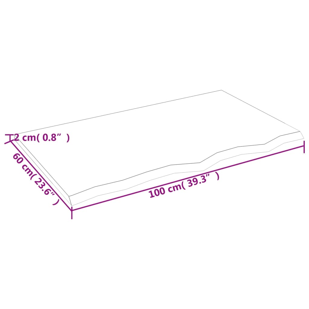 vidaXL Pöytälevy 100x60x2 cm käsittelemätön täystammi