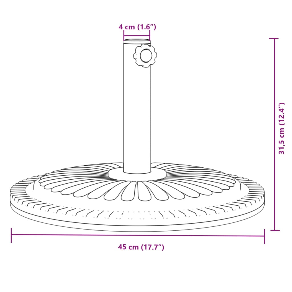 vidaXL Aurinkovarjon jalusta Ø38 / 48 mm tangolle 12 kg pyöreä