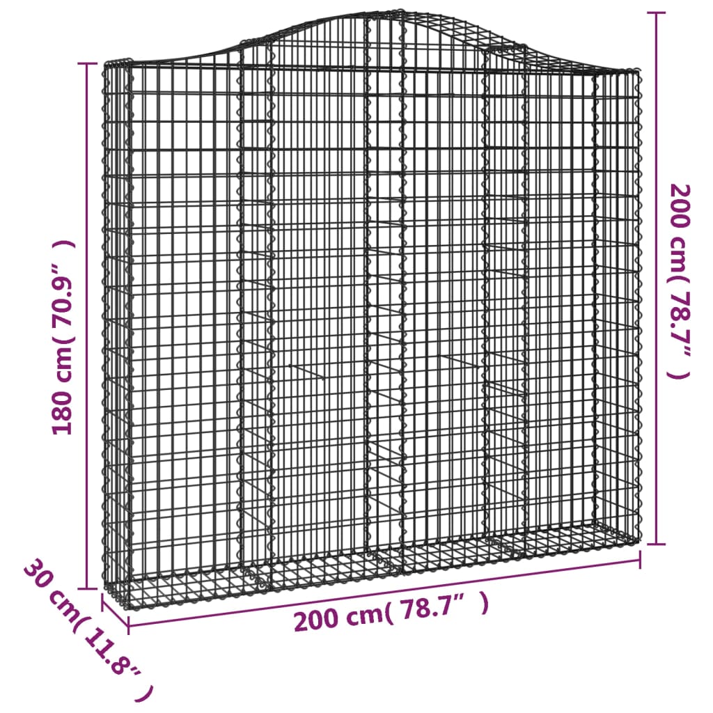 vidaXL Kaarevat kivikorit 4 kpl 200x30x180/200 cm galvanoitu rauta