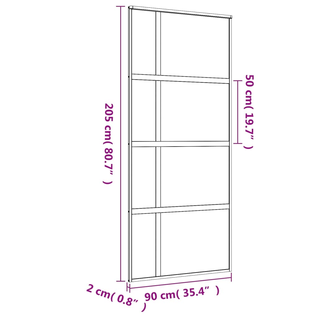 vidaXL Liukuovi kulta 90x205 cm kirkas ESG-lasi ja alumiini