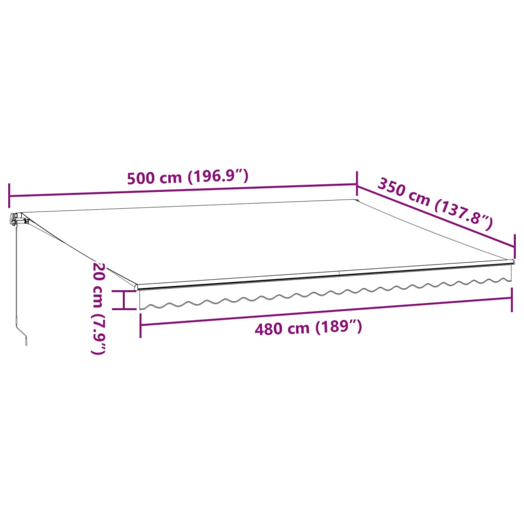 vidaXL Käsin kelattava markiisi ruskea 500x350 cm