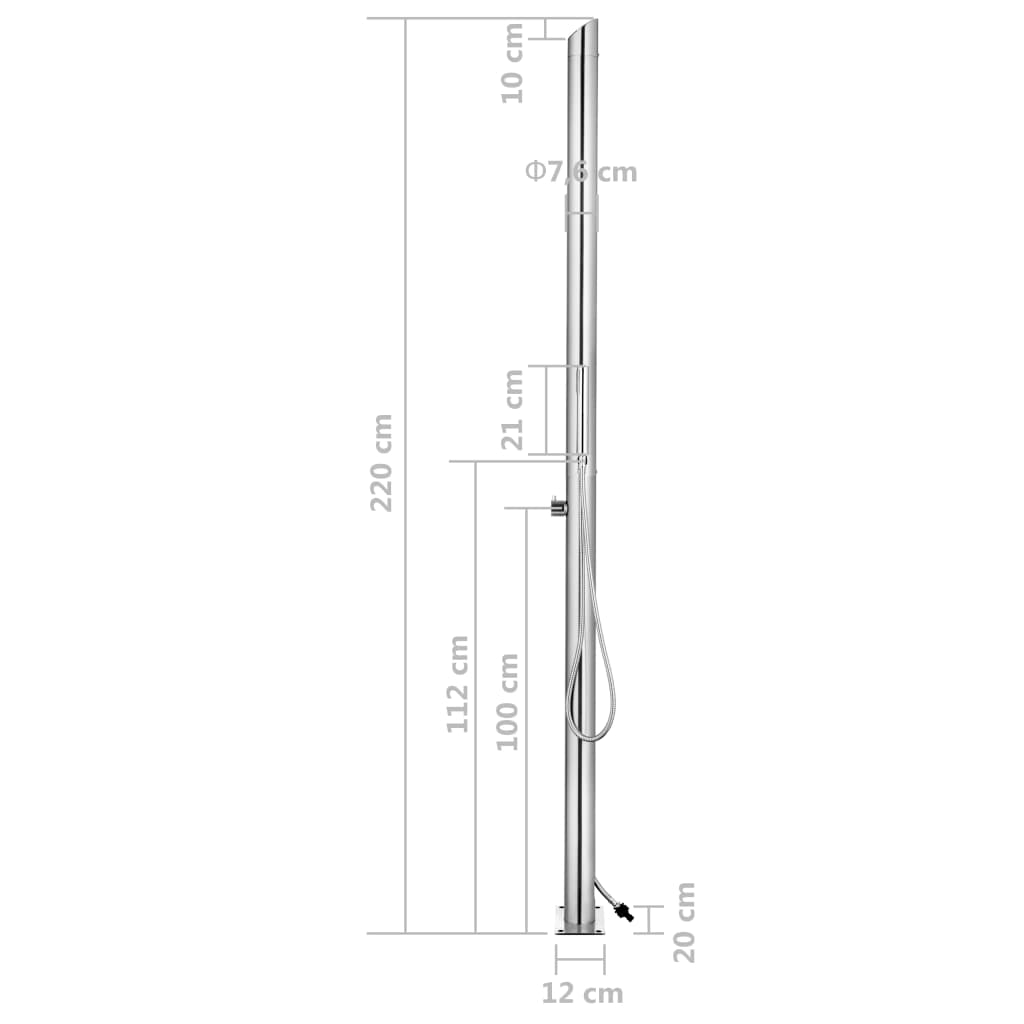 vidaXL Puutarhasuihku ruskealla alustalla 225 cm ruostumaton teräs