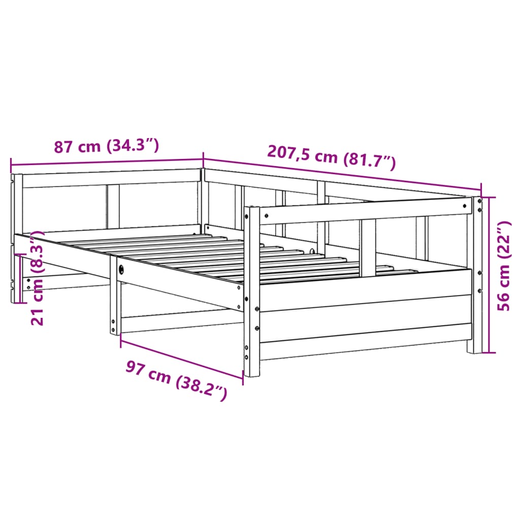 vidaXL Vuodesohva ilman patjaa valkoinen 80x200 cm täysi mänty