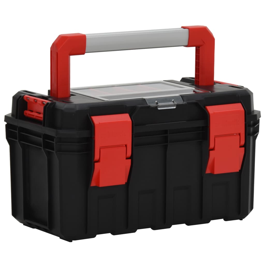 vidaXL Työkalulaatikko musta ja punainen 45x28x26,5 cm