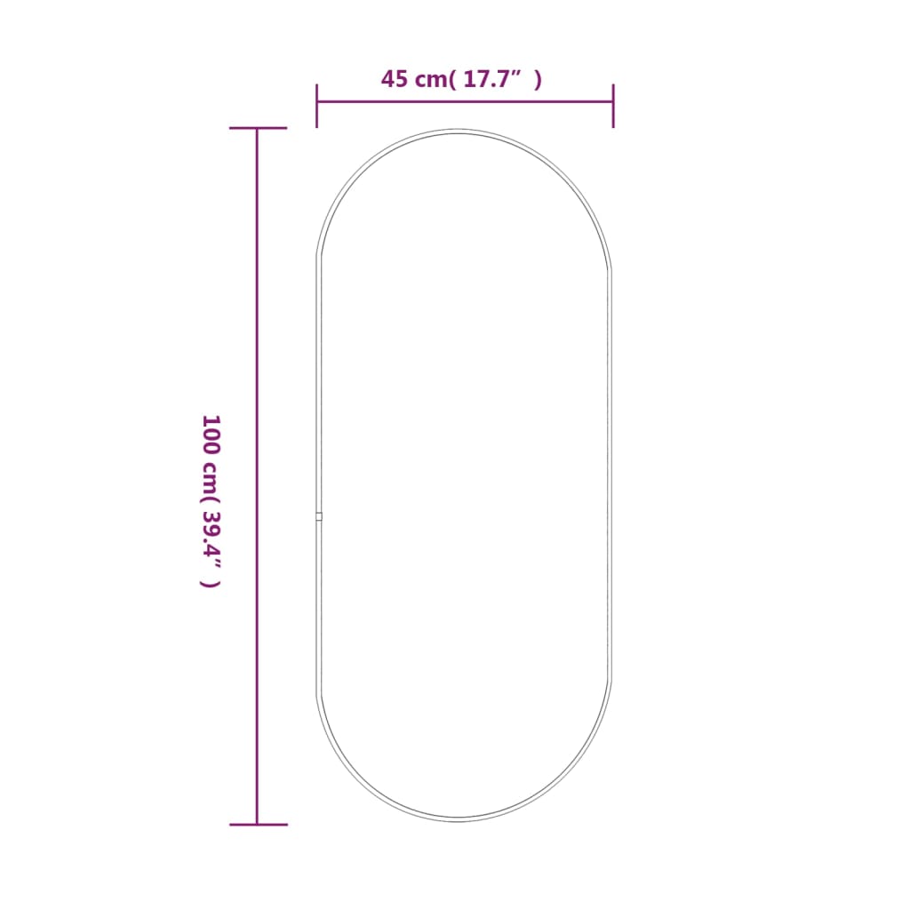 vidaXL Seinäpeili musta 100x45 cm ovaali