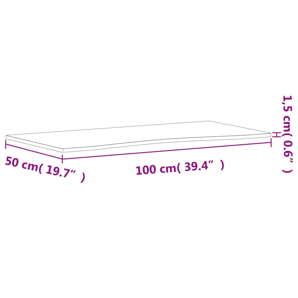 vidaXL Pöytälevy 100x(45-50)x1,5 cm täysi pyökki