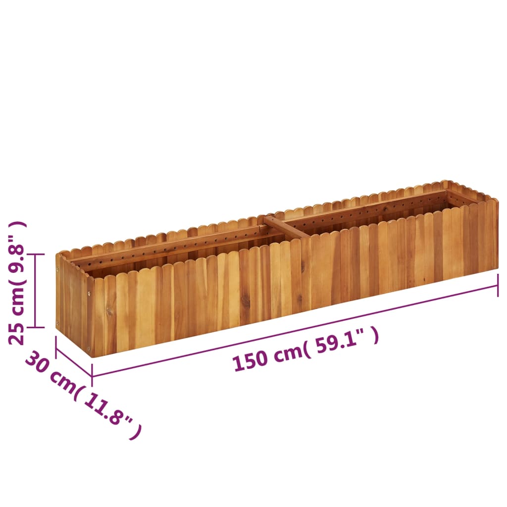 vidaXL Puutarhan korotettu kukkalaatikko 150x30x25 cm täysi akaasiapuu