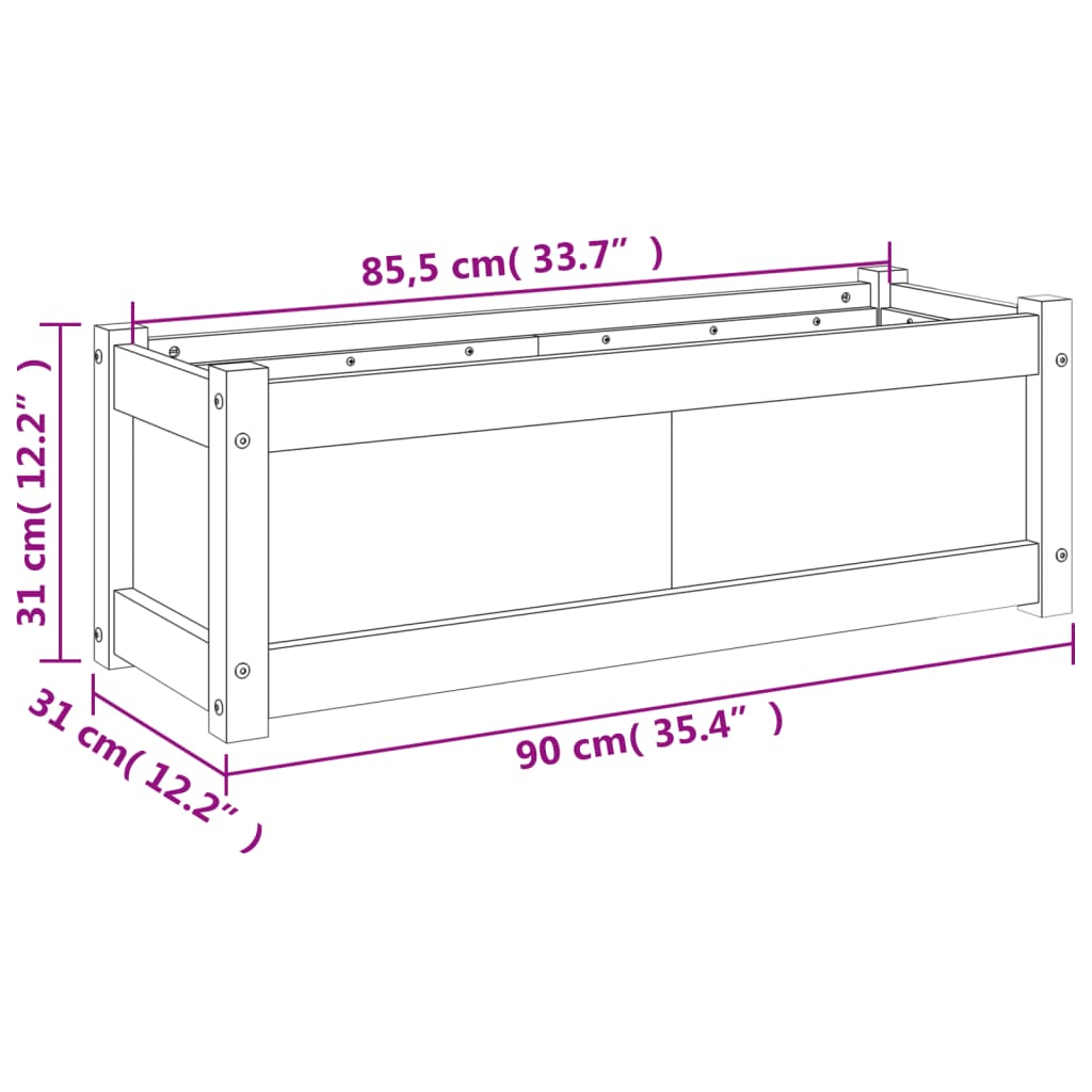 vidaXL Ulkokukkalaatikko vahanruskea 90x31x31 cm täysi mänty