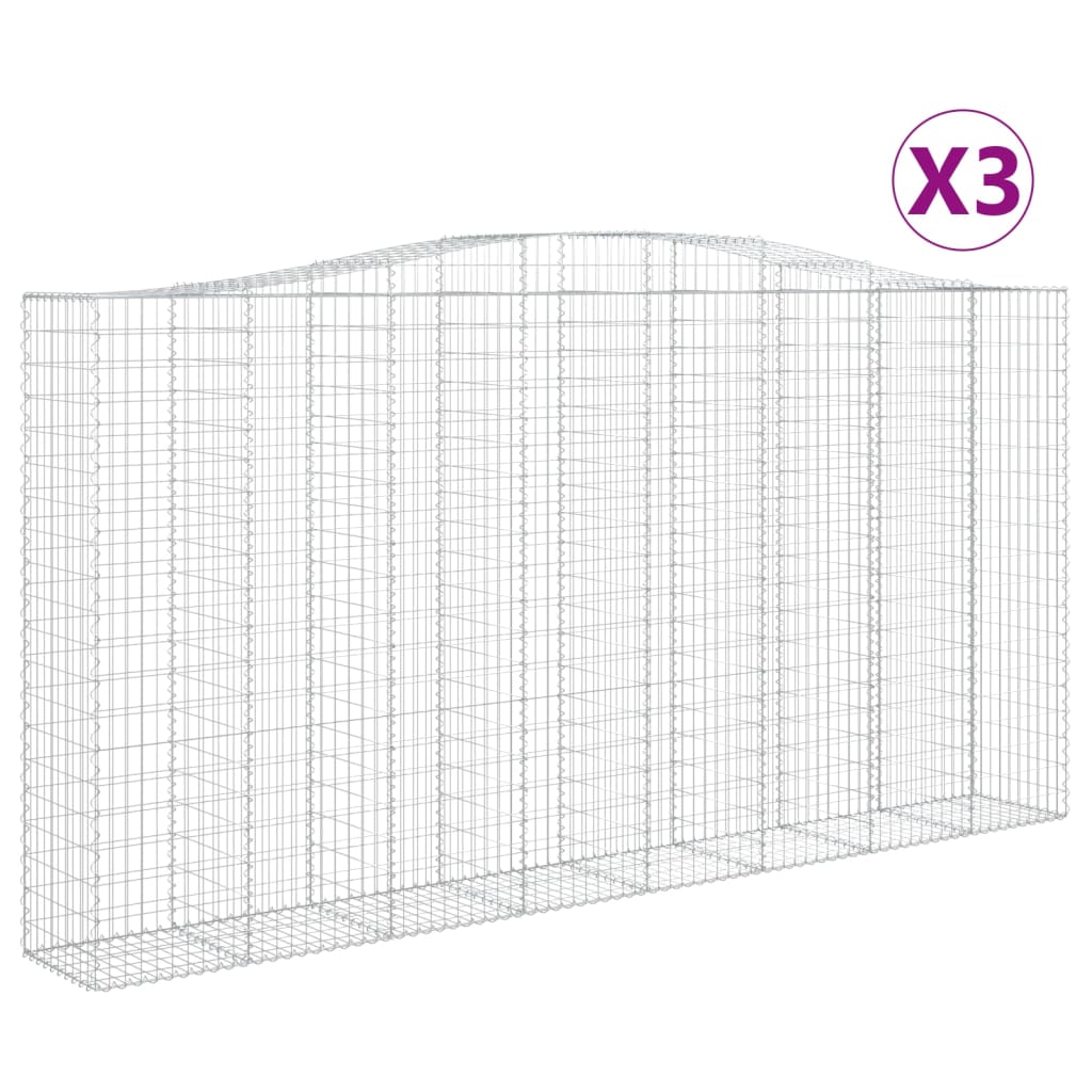 vidaXL Kaarevat kivikorit 3 kpl 400x50x200/220 cm galvanoitu rauta