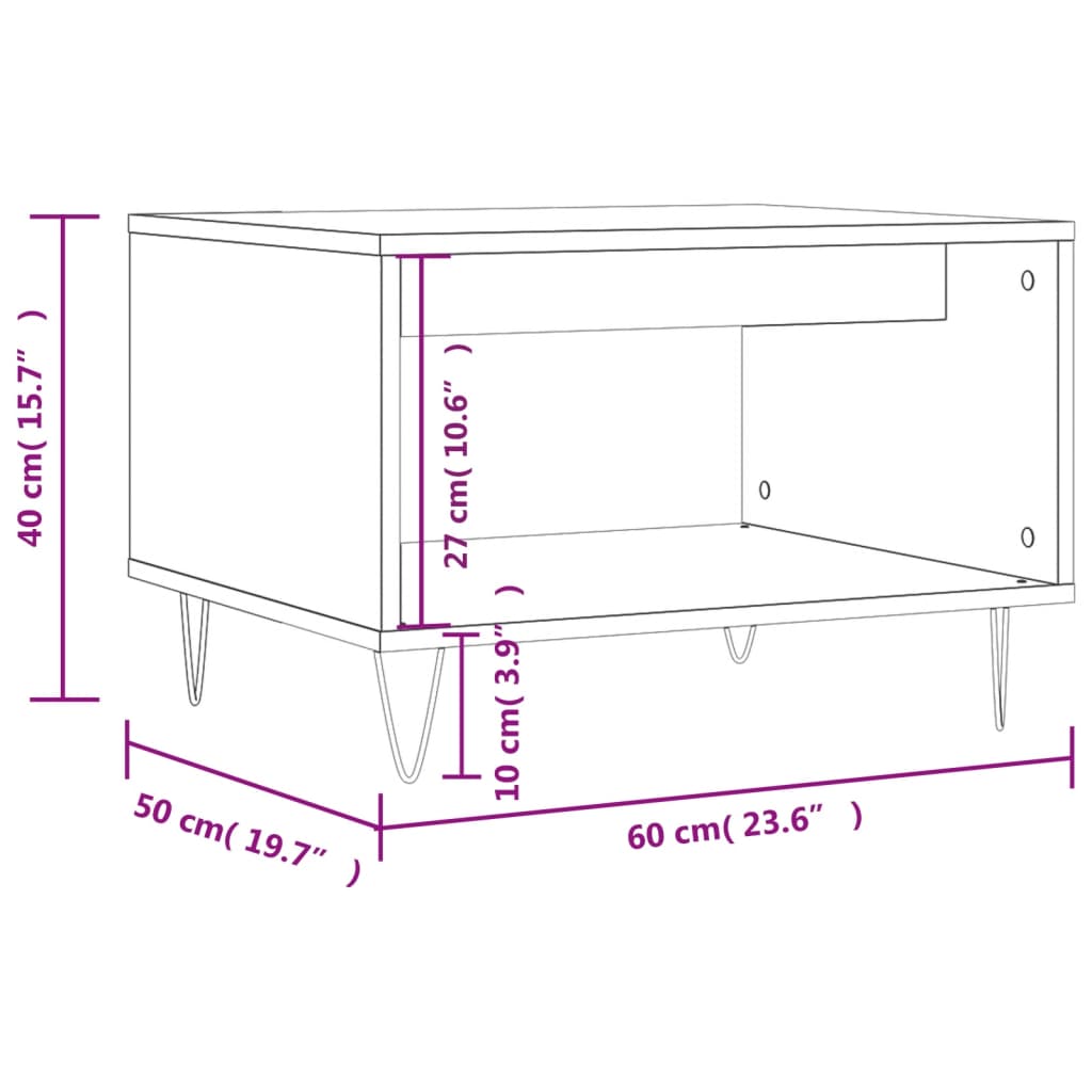 vidaXL Sohvapöytä musta 60x50x40 cm tekninen puu