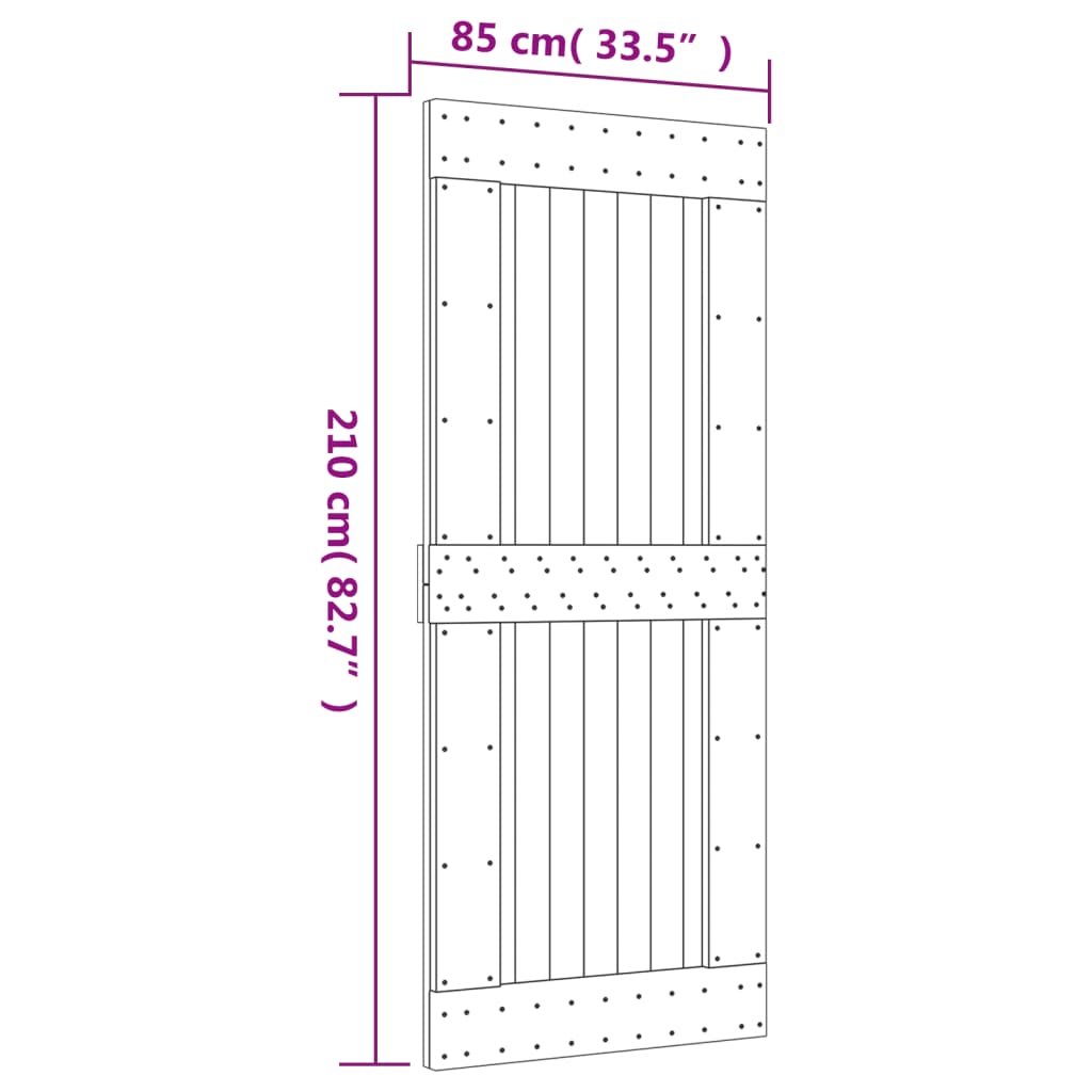 vidaXL Liukuovi asennustarvikkeineen 85x210 cm täysi mänty