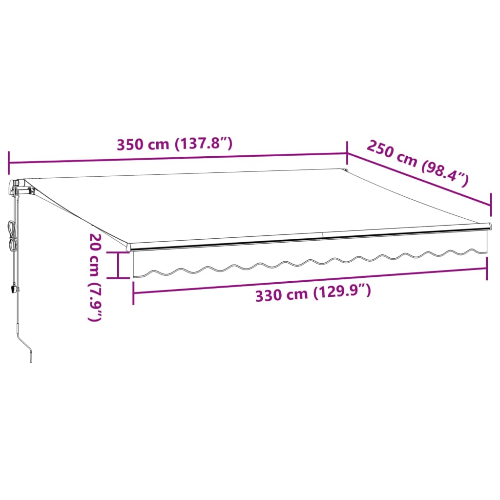 vidaXL Automaattimarkiisi LED viininpunainen 350x250 cm