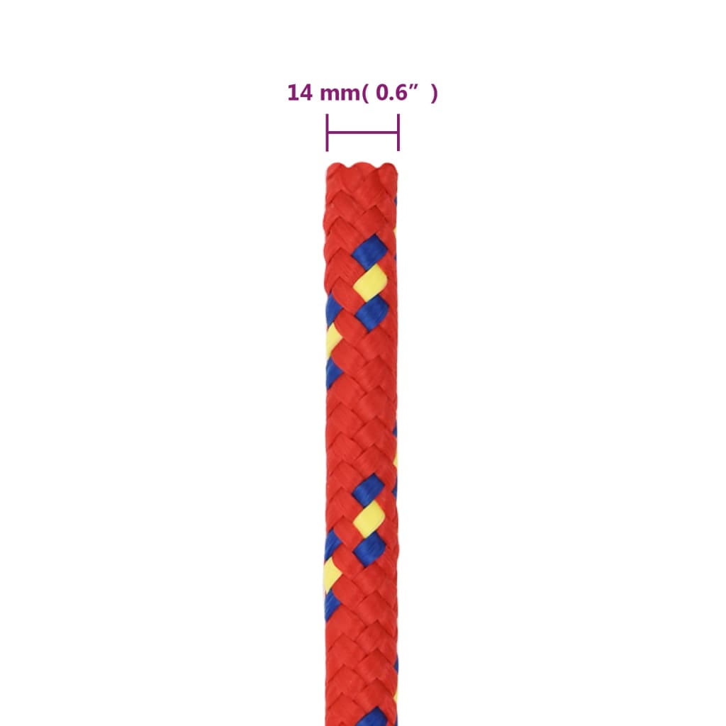 vidaXL Veneköysi punainen 14 mm 25 m polypropeeni